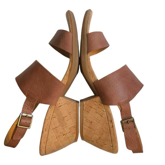 Kork Ease Sandals Minihan Tan Pebble Leather Womens Size 8M Cork Wedge Comfy - Picture 12 of 14